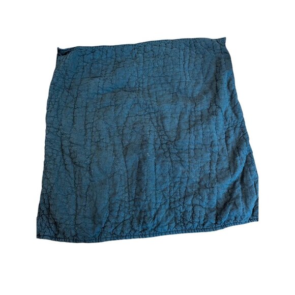 2 POTTERY BARN PILLOW COVER SHAMS Quilted 26 X 26 Linen Cotton Blend Blue - Picture 8 of 9